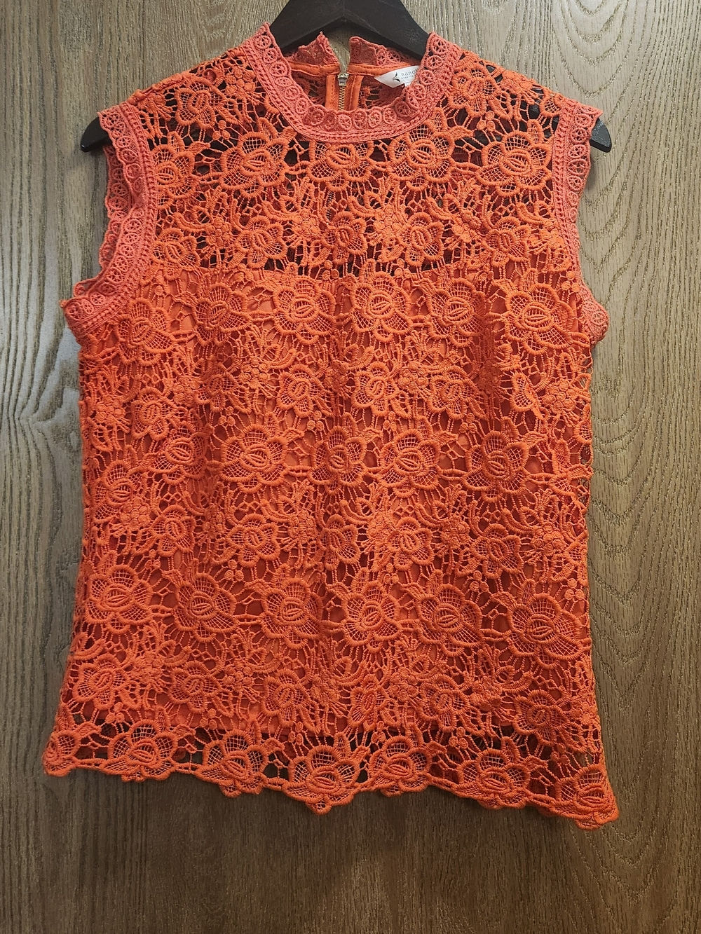Sleeveless Floral Lace Top in Orange